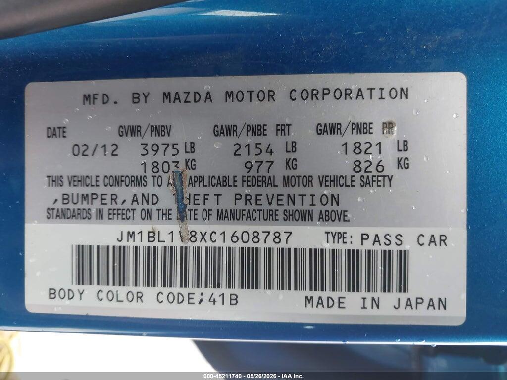 JM1BL1V8XC1608787 2012 MAZDA MAZDA3 photo no. 9