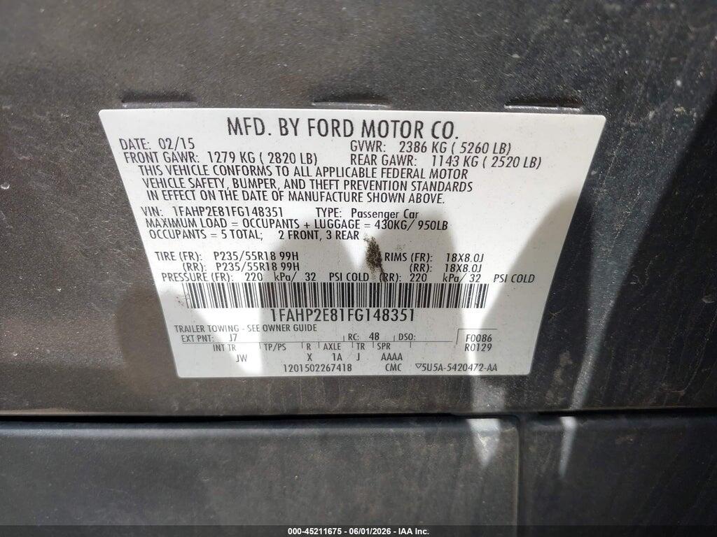 1FAHP2E81FG148351 2015 FORD TAURUS photo no. 9