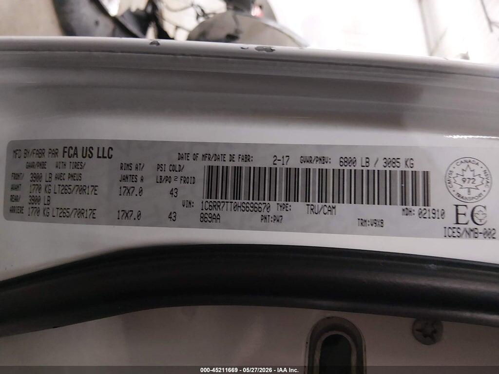 1C6RR7TT0HS696670 2017 RAM 1500 photo no. 9