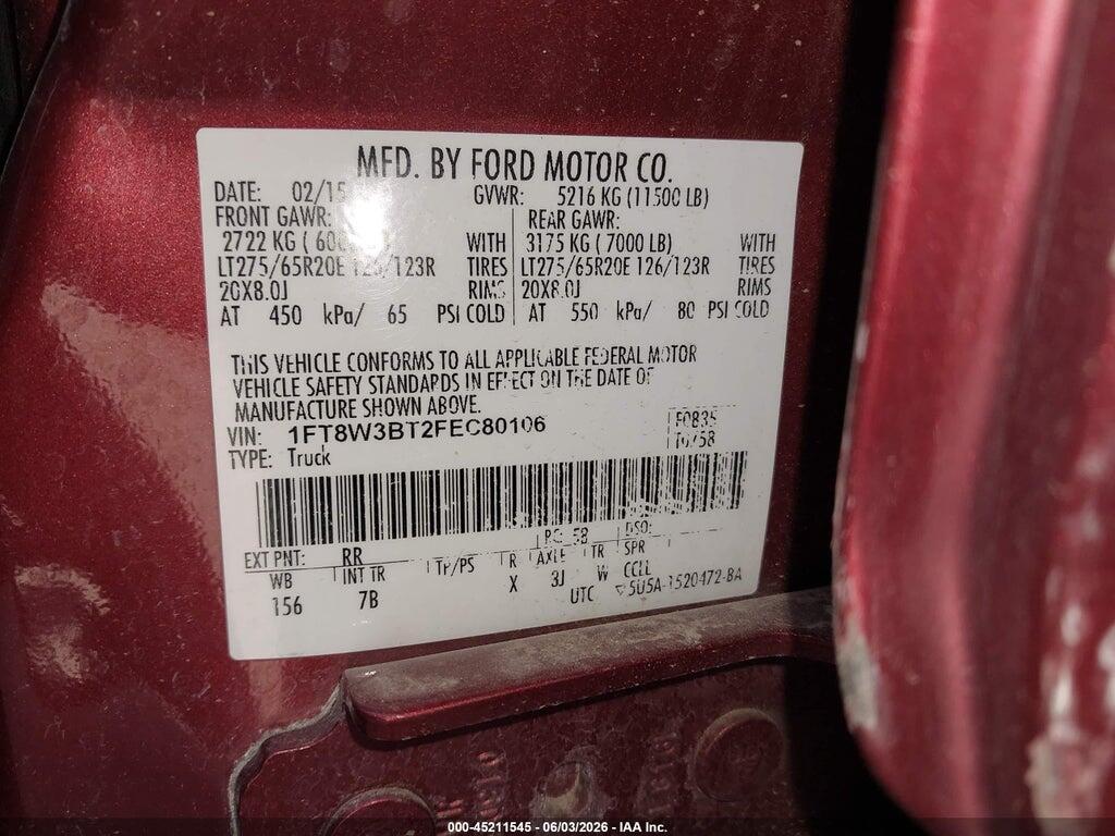 1FT8W3BT2FEC80106 2015 FORD F-350 photo no. 9