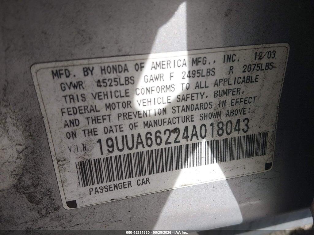 19UUA66224A018043 2004 ACURA TL photo no. 9