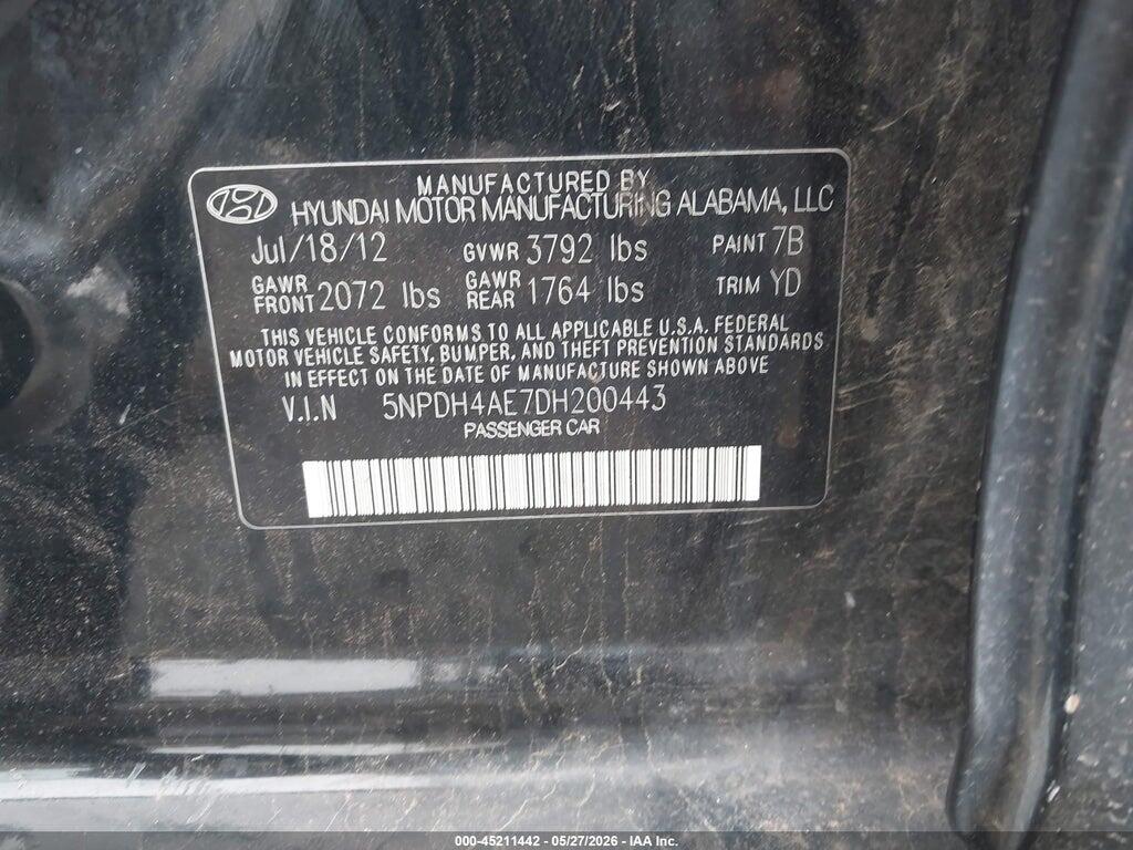 5NPDH4AE7DH200443 2013 HYUNDAI ELANTRA photo no. 9