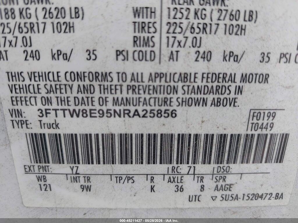 3FTTW8E95NRA25856 2022 FORD MAVERICK photo no. 9