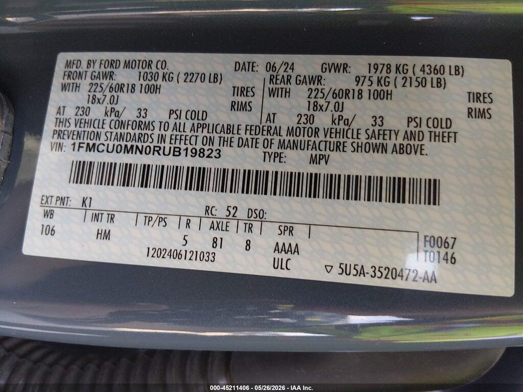 1FMCU0MN0RUB19823 2024 FORD ESCAPE photo no. 9