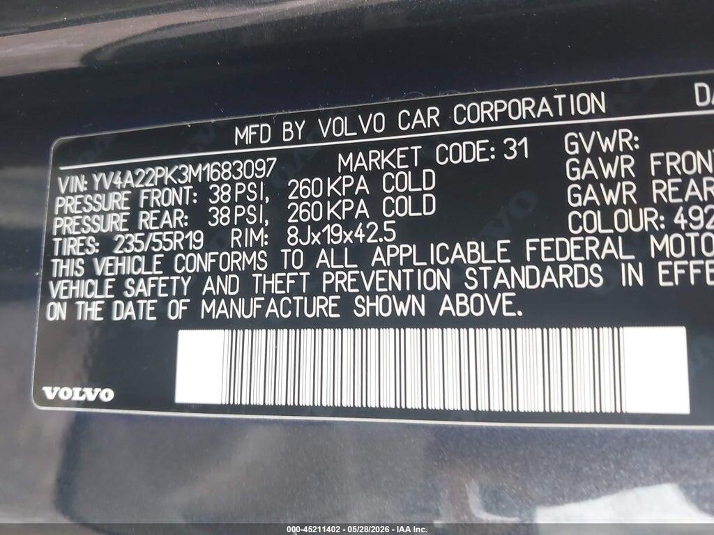 YV4A22PK3M1683097 2021 VOLVO XC90 photo no. 9