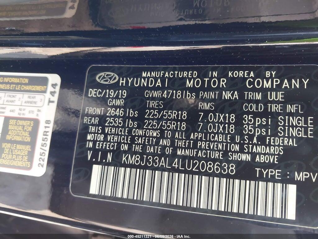 KM8J33AL4LU208638 2020 HYUNDAI TUCSON photo no. 9