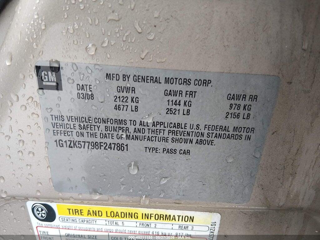 1G1ZK57798F247861 2008 CHEVROLET MALIBU photo no. 9
