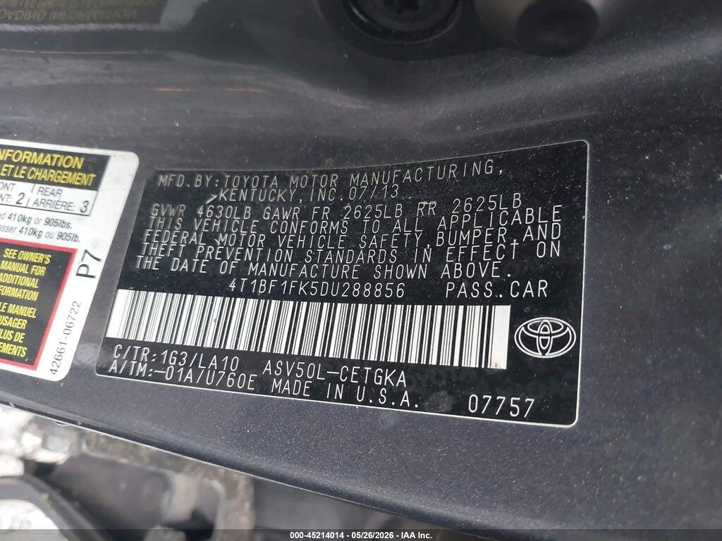 4T1BF1FK5DU288856 2013 TOYOTA CAMRY photo no. 9