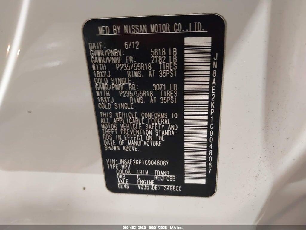 JN8AE2KP1C9048087 2012 NISSAN QUEST photo no. 9