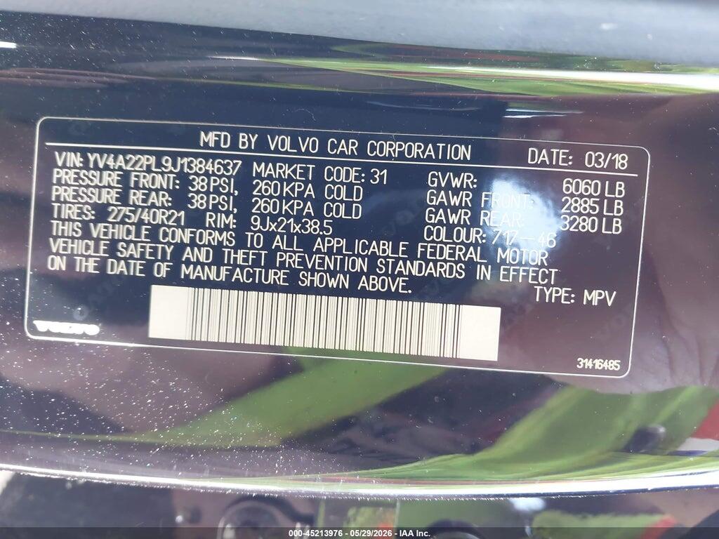 YV4A22PL9J1384637 2018 VOLVO XC90 photo no. 9