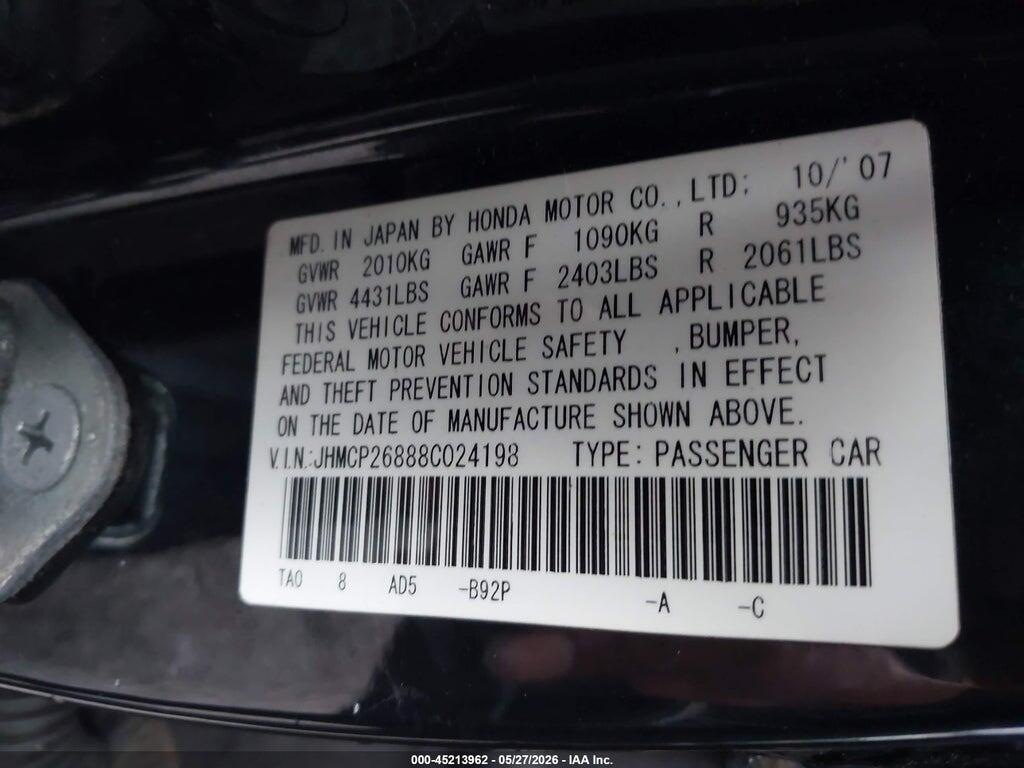 JHMCP26888C024198 2008 HONDA ACCORD photo no. 9