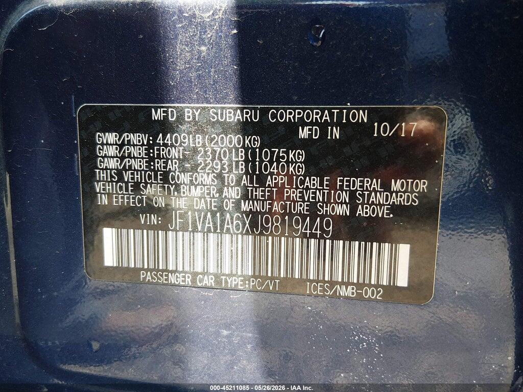 JF1VA1A6XJ9819449 2018 SUBARU WRX photo no. 9