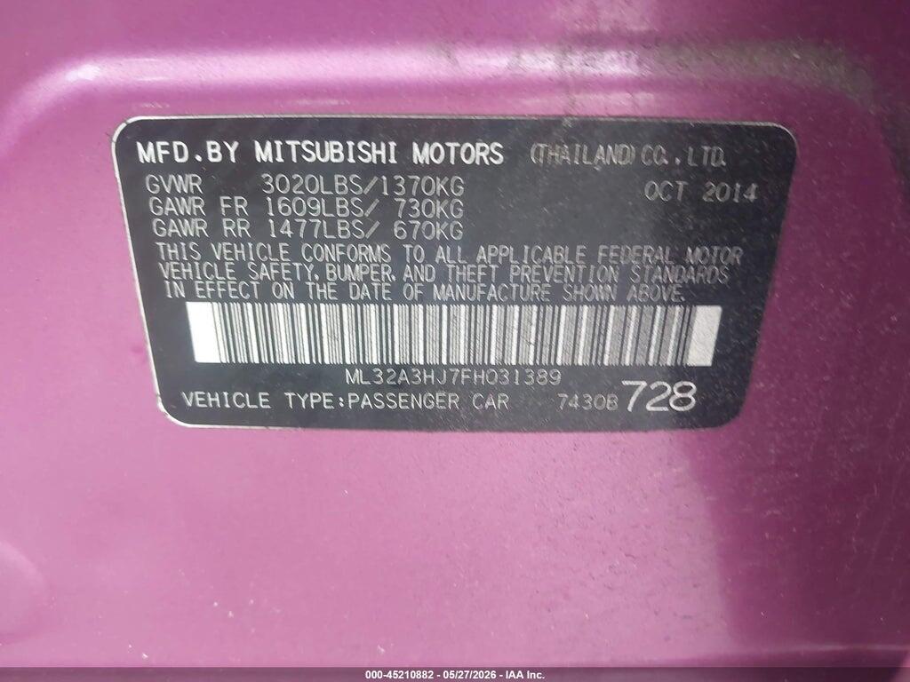 ML32A3HJ7FH031389 2015 MITSUBISHI MIRAGE photo no. 9