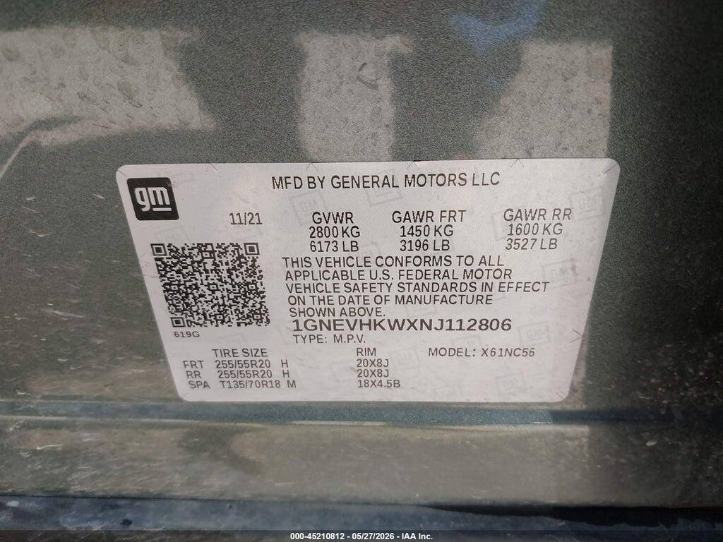 1GNEVHKWXNJ112806 2022 CHEVROLET TRAVERSE photo no. 9