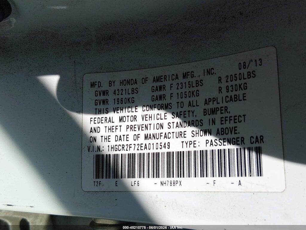 1HGCR2F72EA010549 2014 HONDA ACCORD photo no. 9