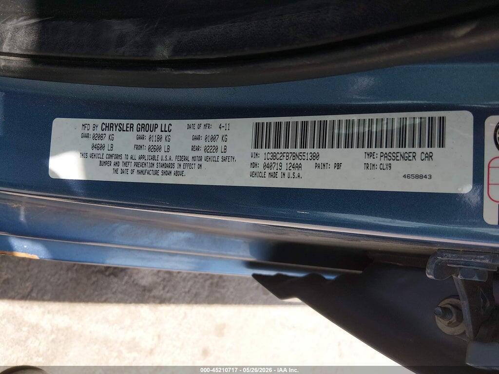 1C3BC2FB7BN551380 2011 CHRYSLER 200 photo no. 9