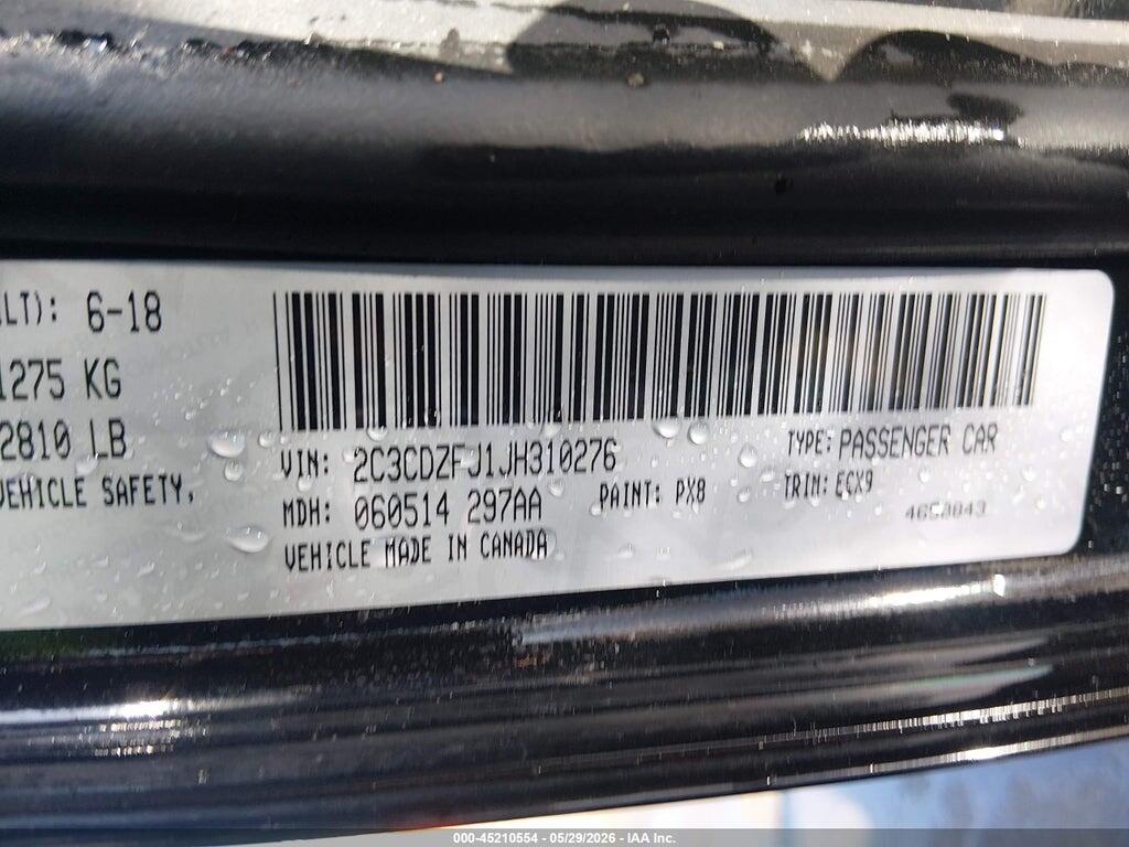 2C3CDZFJ1JH310276 2018 DODGE CHALLENGER photo no. 9