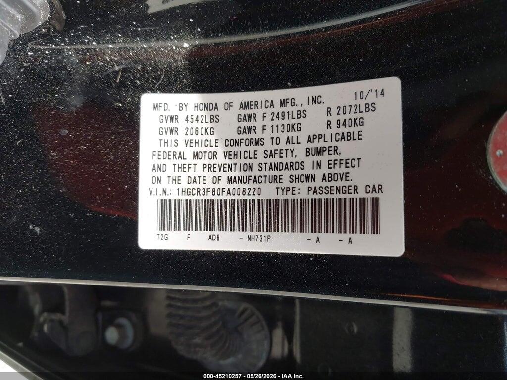 1HGCR3F80FA008220 2015 HONDA ACCORD photo no. 9