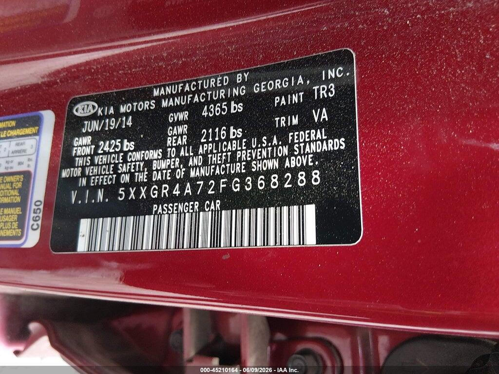 5XXGR4A72FG368288 2015 KIA OPTIMA photo no. 9