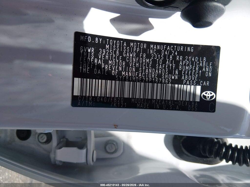 5YFB4MDE2RP167862 2024 TOYOTA COROLLA photo no. 9
