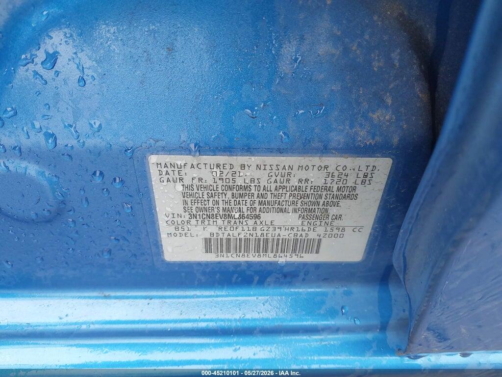 3N1CN8EV8ML864596 2021 NISSAN VERSA photo no. 9
