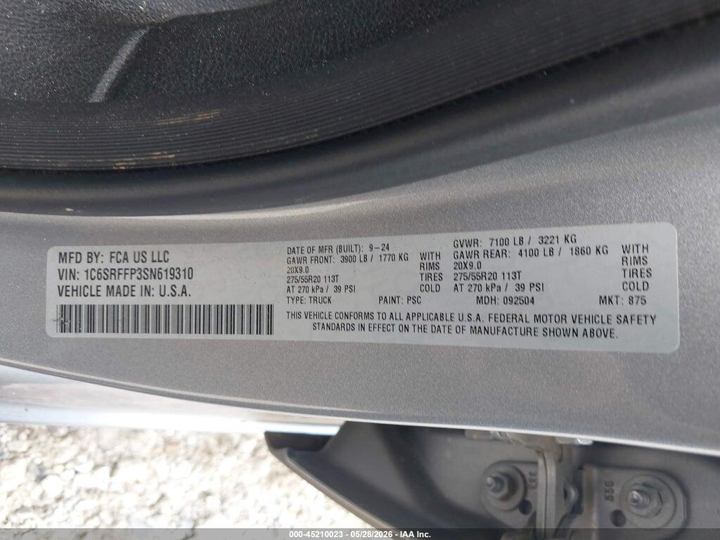 1C6SRFFP3SN619310 2025 RAM 1500 photo no. 9