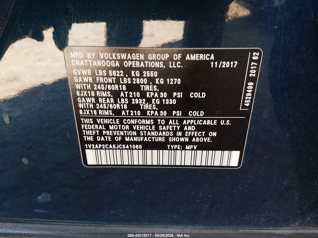 1V2AP2CA5JC541060 2018 VOLKSWAGEN ATLAS photo no. 9