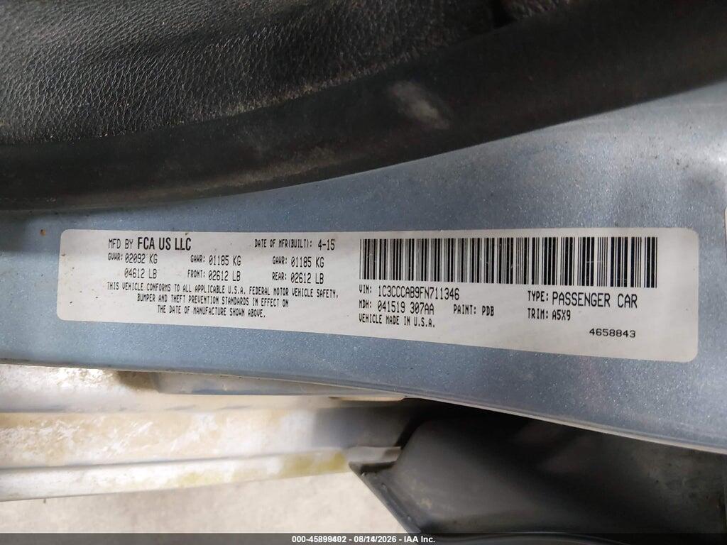 1C3CCCAB9FN711346 2015 CHRYSLER 200 photo no. 9