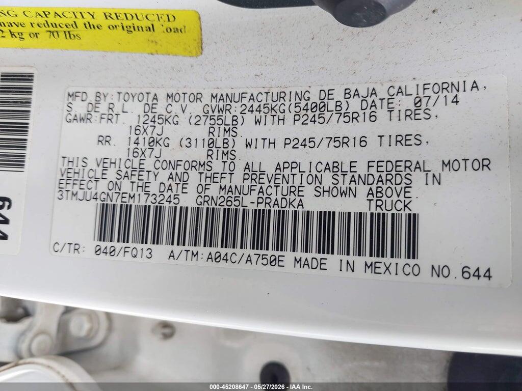 3TMJU4GN7EM173245 2014 TOYOTA TACOMA photo no. 9
