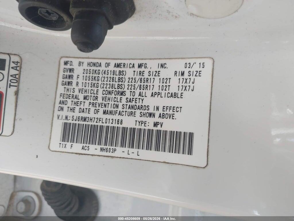 5J6RM3H72FL013168 2015 HONDA CR-V photo no. 9