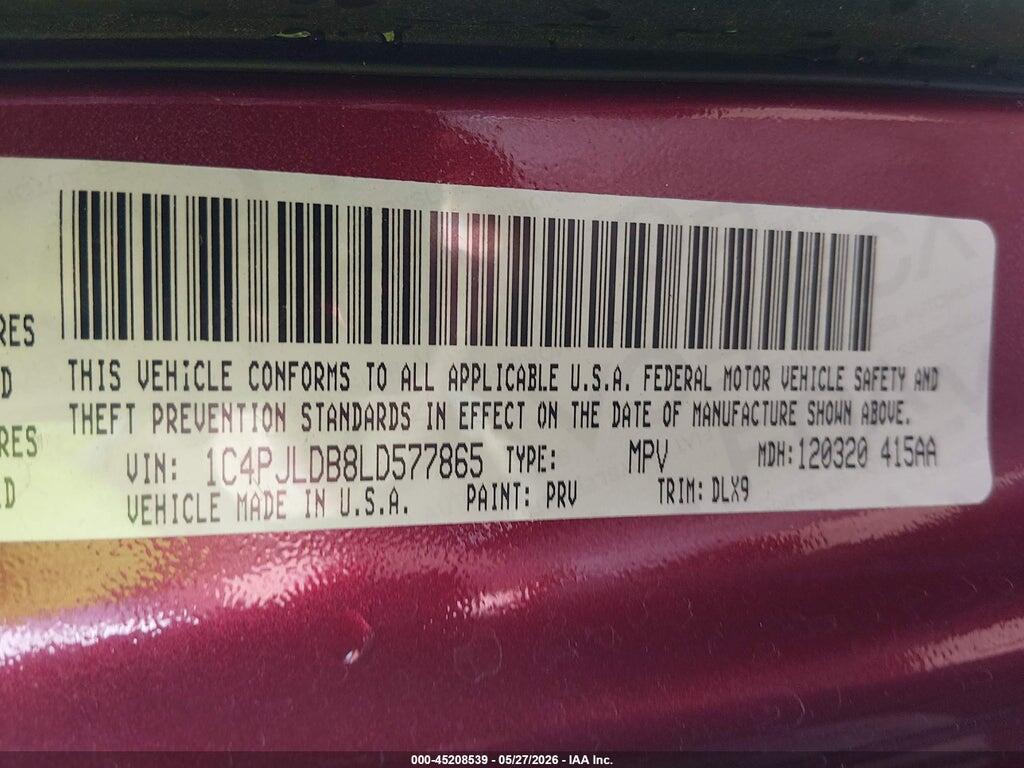 1C4PJLDB8LD577865 2020 JEEP CHEROKEE photo no. 9