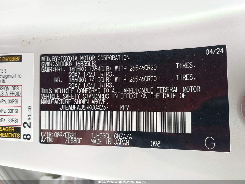 JTEABFAJ8RK004237 2024 TOYOTA LAND CRUISER photo no. 9