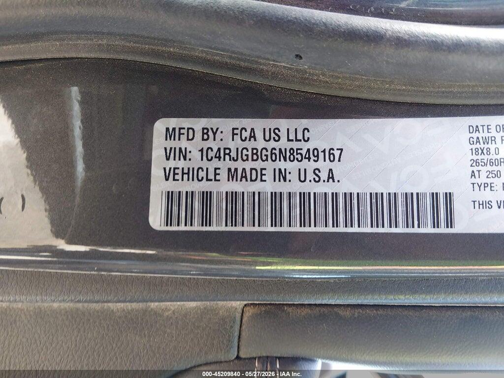 1C4RJGBG6N8549167 2022 JEEP GRAND CHEROKEE photo no. 9