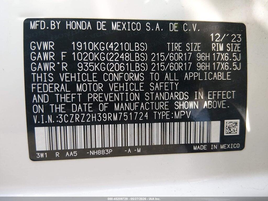 3CZRZ2H39RM751724 2024 HONDA HR-V photo no. 9