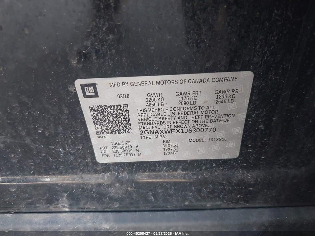 2GNAXWEX1J6300770 2018 CHEVROLET EQUINOX photo no. 9
