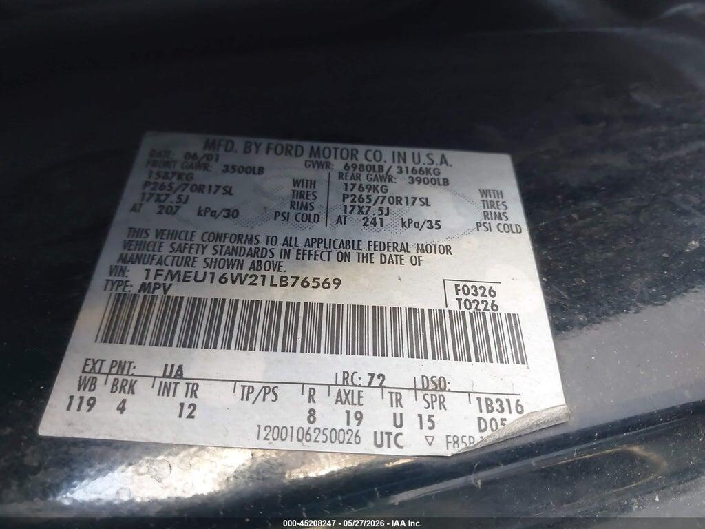 1FMEU16W21LB76569 2001 FORD EXPEDITION photo no. 9