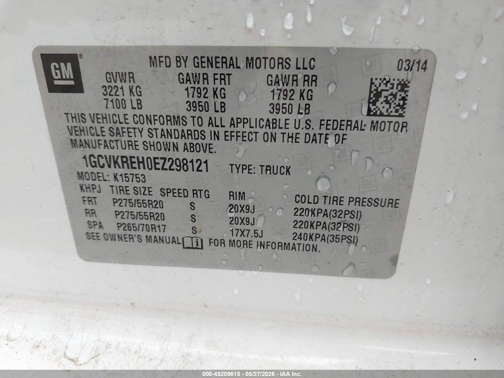 1GCVKREH0EZ298121 2014 CHEVROLET SILVERADO 1500 photo no. 9
