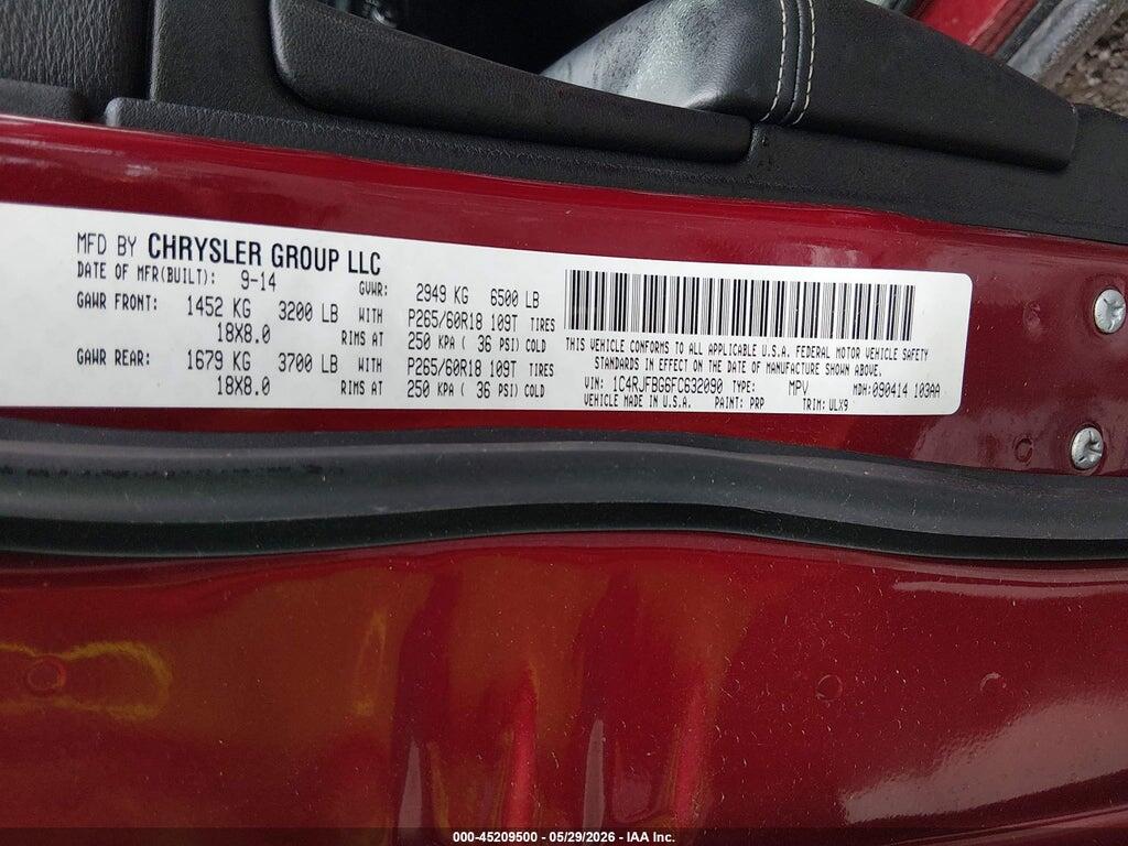 1C4RJFBG6FC632090 2015 JEEP GRAND CHEROKEE photo no. 9