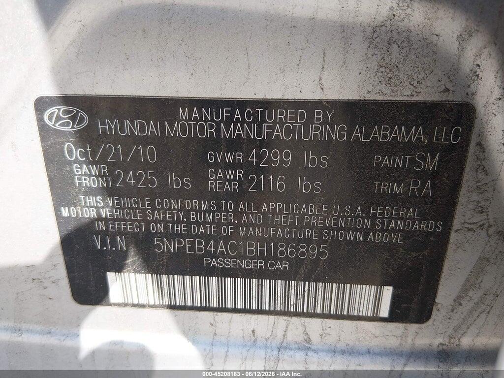 5NPEB4AC1BH186895 2011 HYUNDAI SONATA photo no. 9