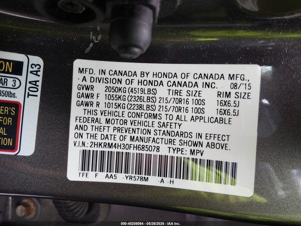 2HKRM4H30FH685078 2015 HONDA CR-V photo no. 9