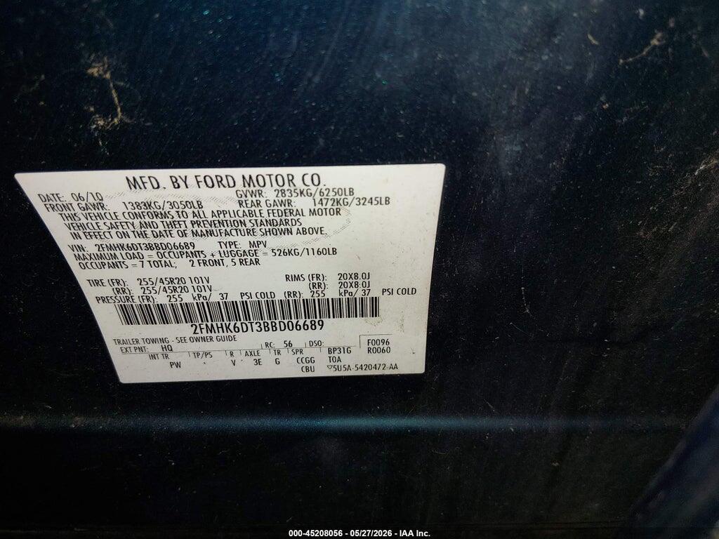 2FMHK6DT3BBD06689 2011 FORD FLEX photo no. 9