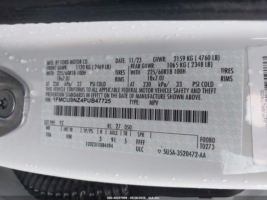 1FMCU9NZ4PUB47725 2023 FORD ESCAPE photo no. 9