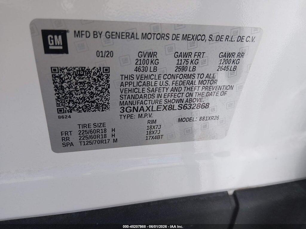 3GNAXLEX8LS632868 2020 CHEVROLET EQUINOX photo no. 9