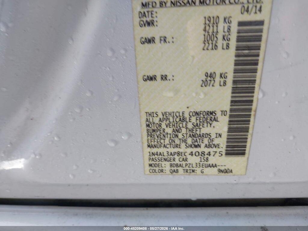 1N4AL3AP8EC408475 2014 NISSAN ALTIMA photo no. 9