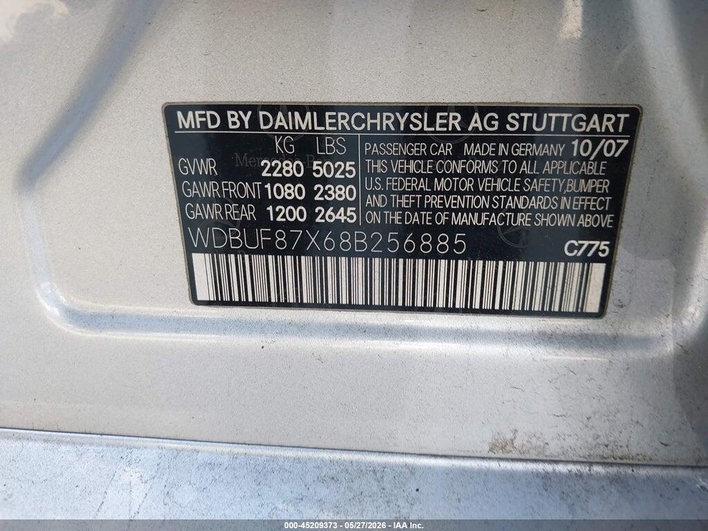 WDBUF87X68B256885 2008 MERCEDES-BENZ E 350 photo no. 9