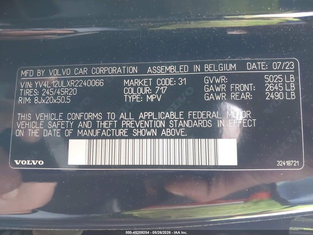 YV4L12ULXR2240066 2024 VOLVO XC40 photo no. 9