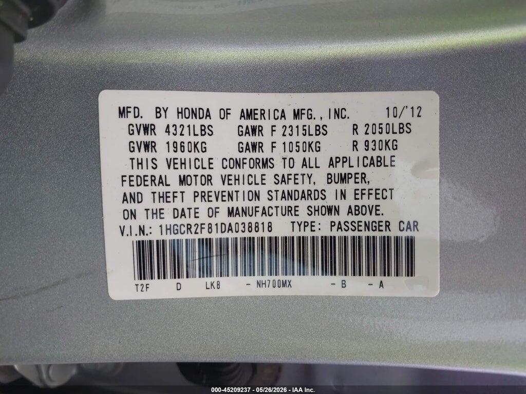 1HGCR2F81DA038818 2013 HONDA ACCORD photo no. 9