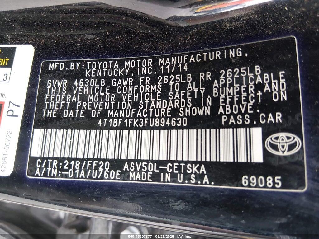 4T1BF1FK3FU894630 2015 TOYOTA CAMRY photo no. 9