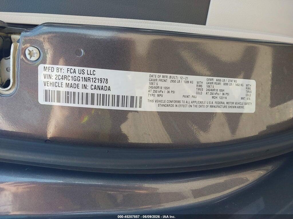 2C4RC1GG1NR121978 2022 CHRYSLER PACIFICA photo no. 9