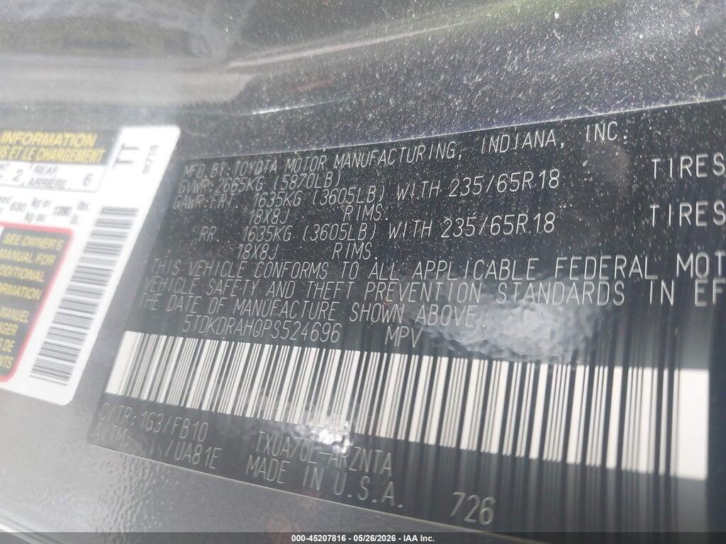 5TDKDRAH0PS524696 2023 TOYOTA HIGHLANDER photo no. 9